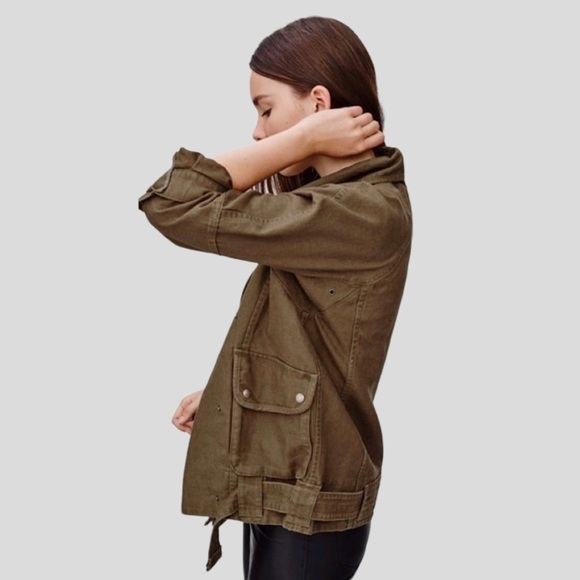 Aritzia Wilfred Free Rayder Linen Cotton Canvas Jacket Graphite Pencil Grey XS - Picture 3 of 16